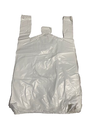 Bags 1/8 Large 18 x 5 x 10 WHITE  T-Shirt Plastic Grocery Shopping Bags 0.511mil