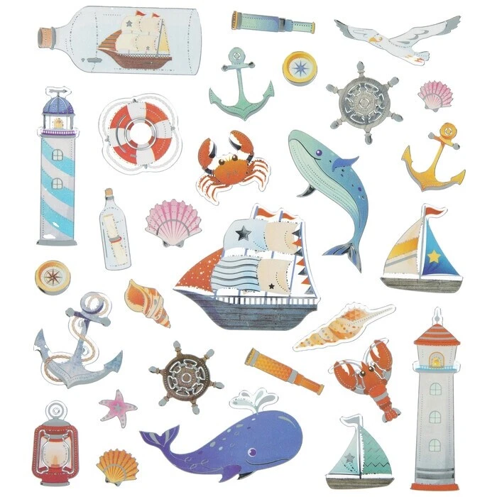 Наклейки для скрапбукинга морская фольга