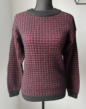 Vintage 80s CB Sports Black Pink Wool Long Sleeve Sweater Geometric Size Medium