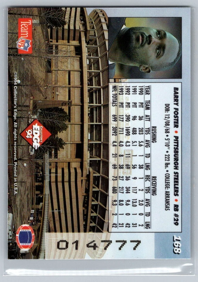 1994 Collector's Edge #168 Barry Foster 1st Day Gold NR/MT - Image 2 of 2