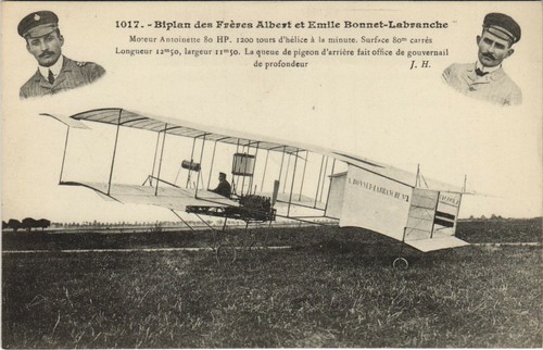 PC AVIATION, BIPLAN DES FRÉRES BONNET-LABRANCHE, Vintage Postcard (b38228)