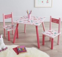 Wooden Table and 2 Chairs Kids Set Sturdy Furniture for Toddlers Pre-schoolers