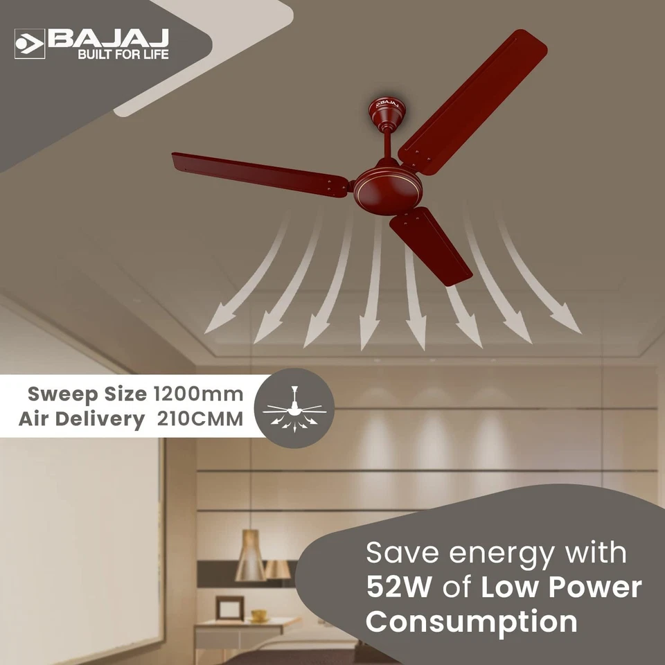 High Speed Frore 1200 mm Ceiling Fan Brown For Smart Home - Image 4 of 4