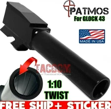 PATMOS Arms Barrel for GL0CK 43 43X Steel NITRDE Black 1:10 Twist USA MADE #1