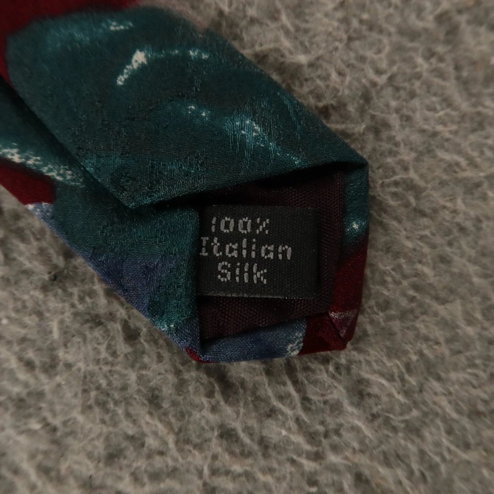 Corbata George Machado Verde Azul Geométrica 100% Seda Hecha en EE. UU. 3,75" Foto 4 de 4