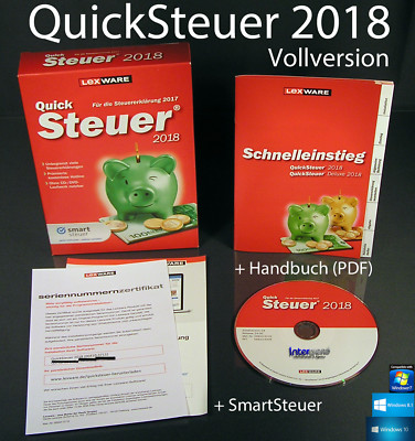 Lexware QuickSteuer 2018 Vollversion Box, CD, Handbuch (PDF) Steuerjahr 2017 NEU