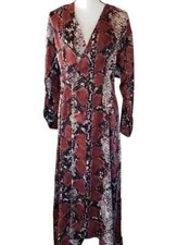 Mango Snake Print Maxi Dress NEW Size Medium Long Sleeve 