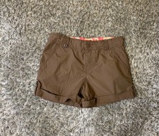 Mossimo Chino Shorts Girls Size L Brown Flat front 100 Cotton Bermuda GUC