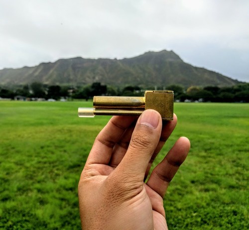 Original Shaka Pipe Unique Brass All-in-One w Stash Tube & Poker Made in Hawaii - Picture 7 of 10