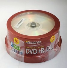 DVD R DL Memorex 8.5GB Double Layer 15-Pack Spindle NEW SEALED