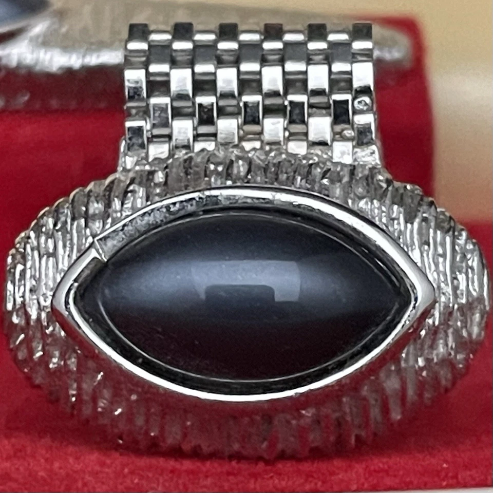 Gemelos Swank Gray Moonglow Hematite Link envolvente tono plata c1960s EE. UU. Foto 4 de 4