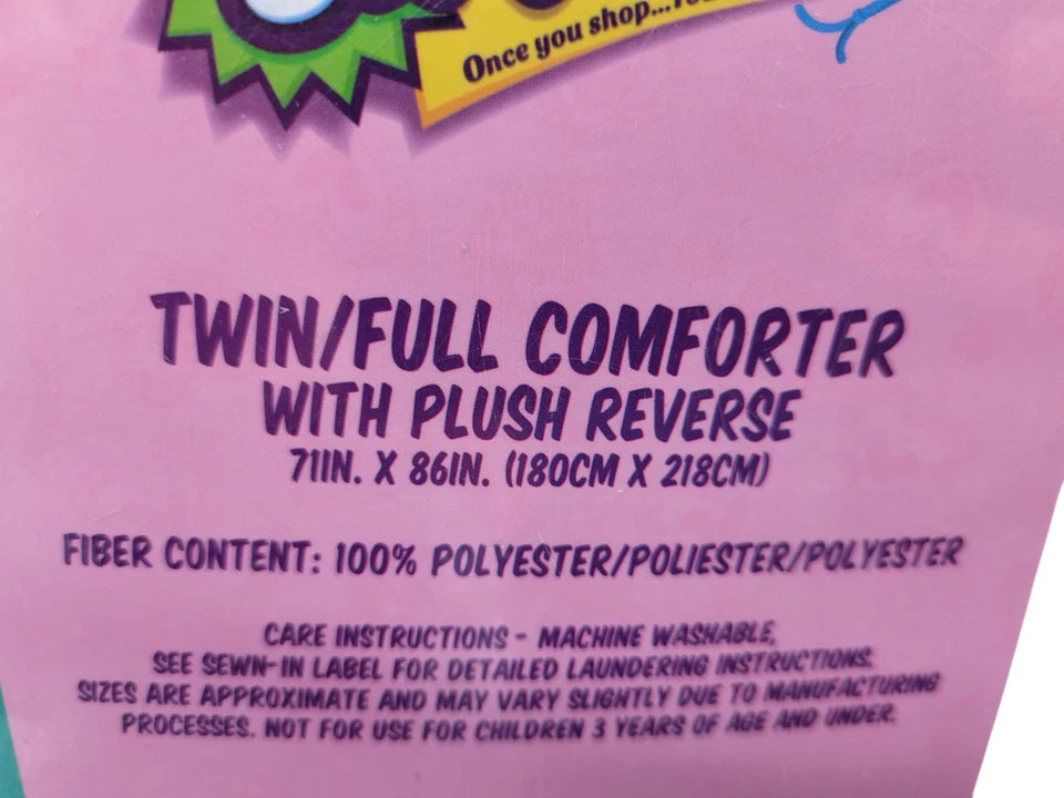 Edredón Shopkins Party Rosa Doble/Completo con Reverso de Felpa 71"X86" Bolsa DMG Foto 3 de 4