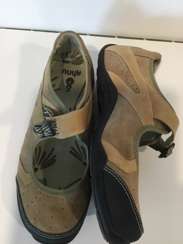 AHNU Benicia Mary Jane 8 Suede Leather Walking Shoes 2321MUSH Tan Mushroom Adjst - Picture 2 of 6