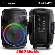 AudioBox 15" PA Party Speaker w/ LED Lights USB TF FM AUX Bluetooth Radio 4000W