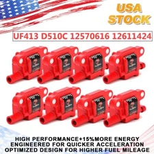 8 Ignition Coil Pack For Chevrolet GMC Buick 5.3L 6.0L 6.2L UF413 12570616 D510C