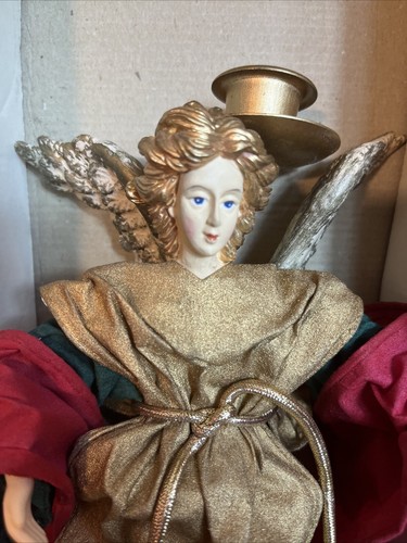 CARTAPESTA Albero Topper Cartapesta Angelo Candeliere Natale Vintage - Foto 7 di 7