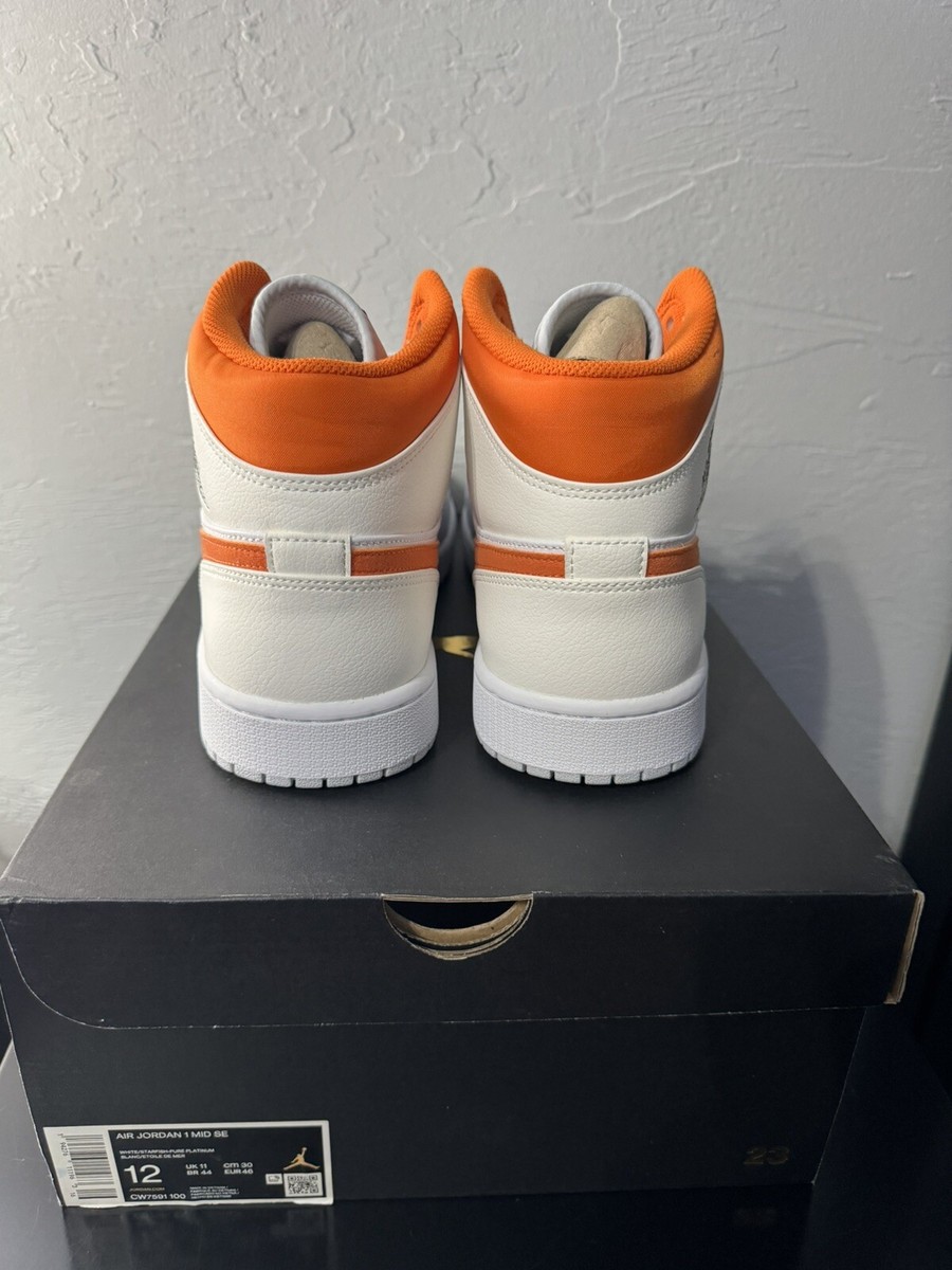 Air Jordan 1 Mid SE White/Orange Starfish/Pure Platinum