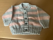 Kinder rosa & grau gestreifte Strickjacke Größe 20 Zoll Paket 645
