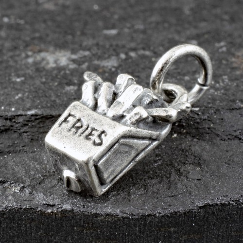 Original 925 Sterlingsilber 3D Pommes Frites Braten Charm Anhänger - Bild 7 von 8