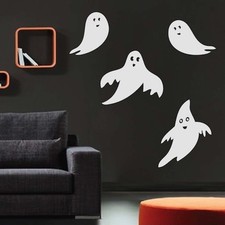 Friendly Ghosts Wall Decals Halloween Window Stickers Halloween Decorations, h06