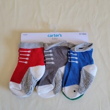 Carter's Baby Socks 3m - 12m Boy Girl 6-pack Baseball Style Faux Sneakers
