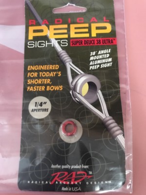 Radical Archery Designs 25019 Super Deuce 38 Black Peep Sight 1/8'' RARE-NEW