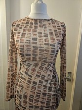 Pretty Little Thing Brown Sheer Netted Womens Ladies Dress UK 10