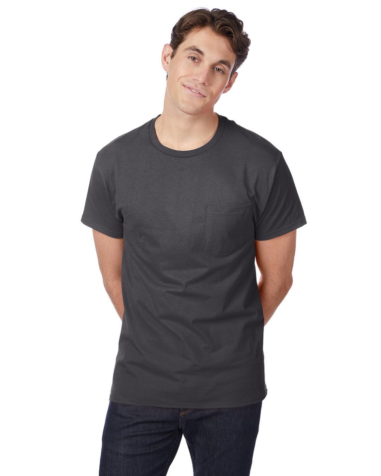 Hanes Men's Authentic-T Pocket Stylish T Shirt Casual Plain T-Shirt ...