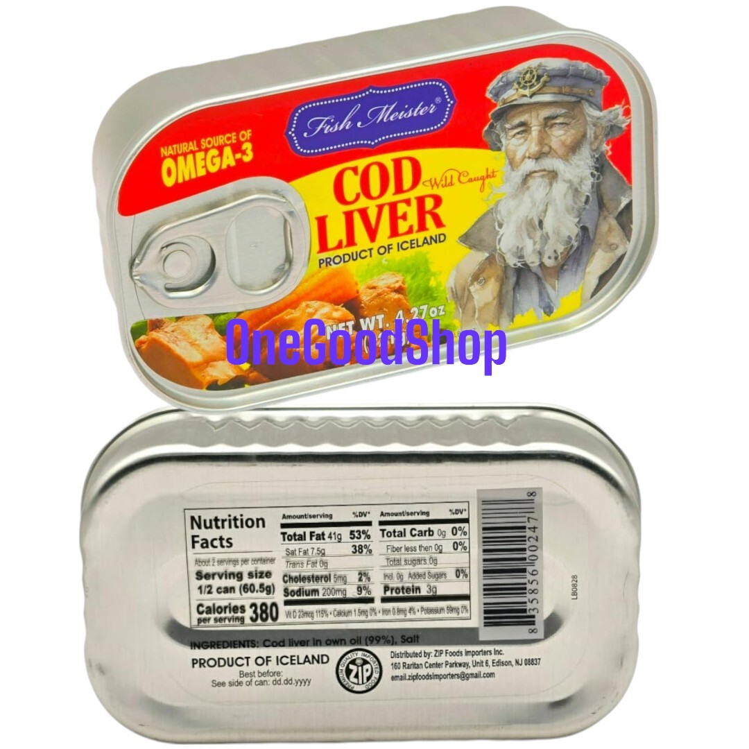 Fish Meister COD LIVER Canned in Oil - Wild Caught Cod Liver with Omega ...