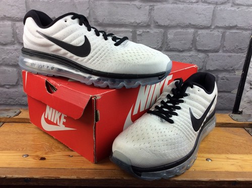 NIKE MENS UK 8 EU 42.5 AIR MAX 2017 BLACK WHITE FULL AIR BUBBLE SOLE RRP  Â£165 M | eBay