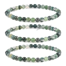 4mm Fashion round gemstone beads 3pcs stretchable bracelet 6.5 inch