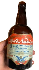 Antique Pre-Prohibition Anheuser Busch Malt NUTRINE Budweiser Bottle 1890s Label