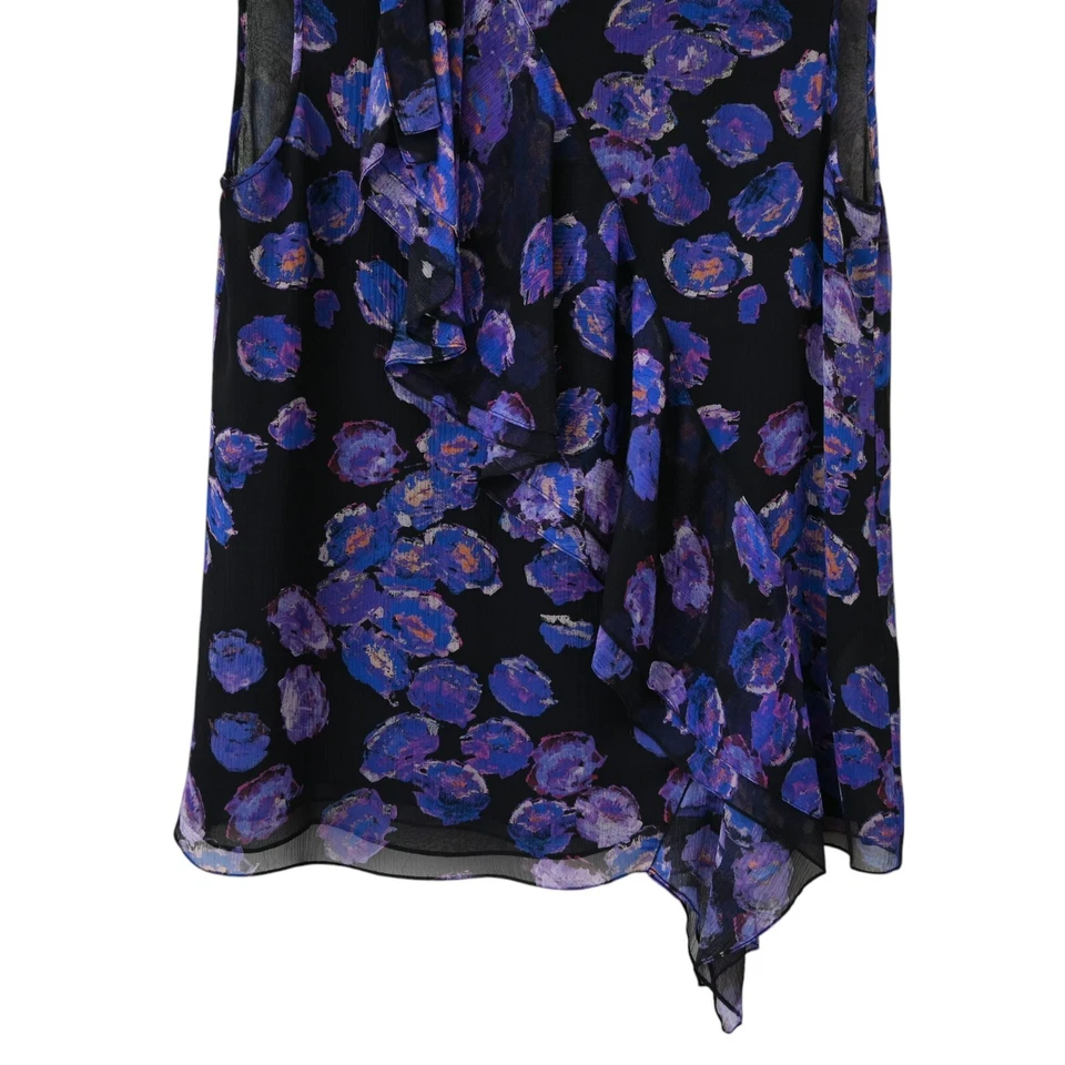 Blusa sin mangas Jason Wu talla 10 púrpura floral seda gasa volantes parte delantera Foto 4 de 4