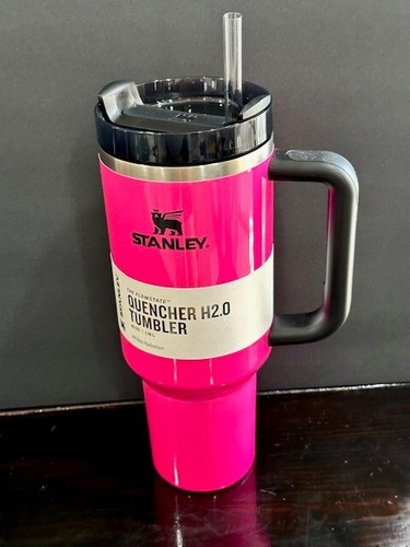 NEW NEON ELECTRIC PINK Stanley Cup 40oz Quencher H2.0 FlowState Tumbler - Picture 14 of 15