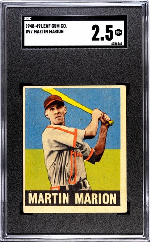 1948-49 Leaf MARTY MARION ROOKIE St. Louis Cardinals #97 SGC 2.5 Good+ Condition