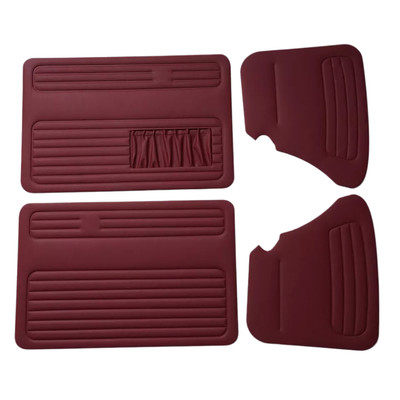 Fits VW Beetle Bug Kafer Cox Burgundy Door Panel Set 4pcs Faux Leather 1967 79