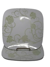 VTG Set Of 4 Square Corelle 9” “Eloquence” Luncheon Plates 4 Dinner Plates 10.5”