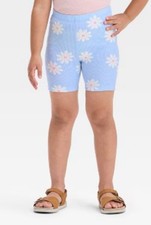 Toddler Girls' Ribbed Bike Shorts - Cat  Jack Light Blue Daisy NWT 2T