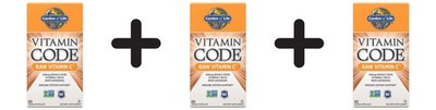 3 x Garden of Life Vitamin Code RAW Vitamin C, 500mg - 60 vcaps (666,11 EUR/kg)