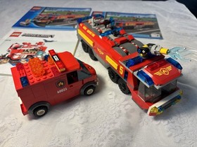 LEGO City 60061 Airport Fire Truck + 60023 Fire Van 95% Complete Bundle KIT