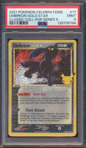 2021 POKEMON CELEBRATIONS UMBREON GOLD STAR CLASSIC SERIES 5 #17 PSA 9!