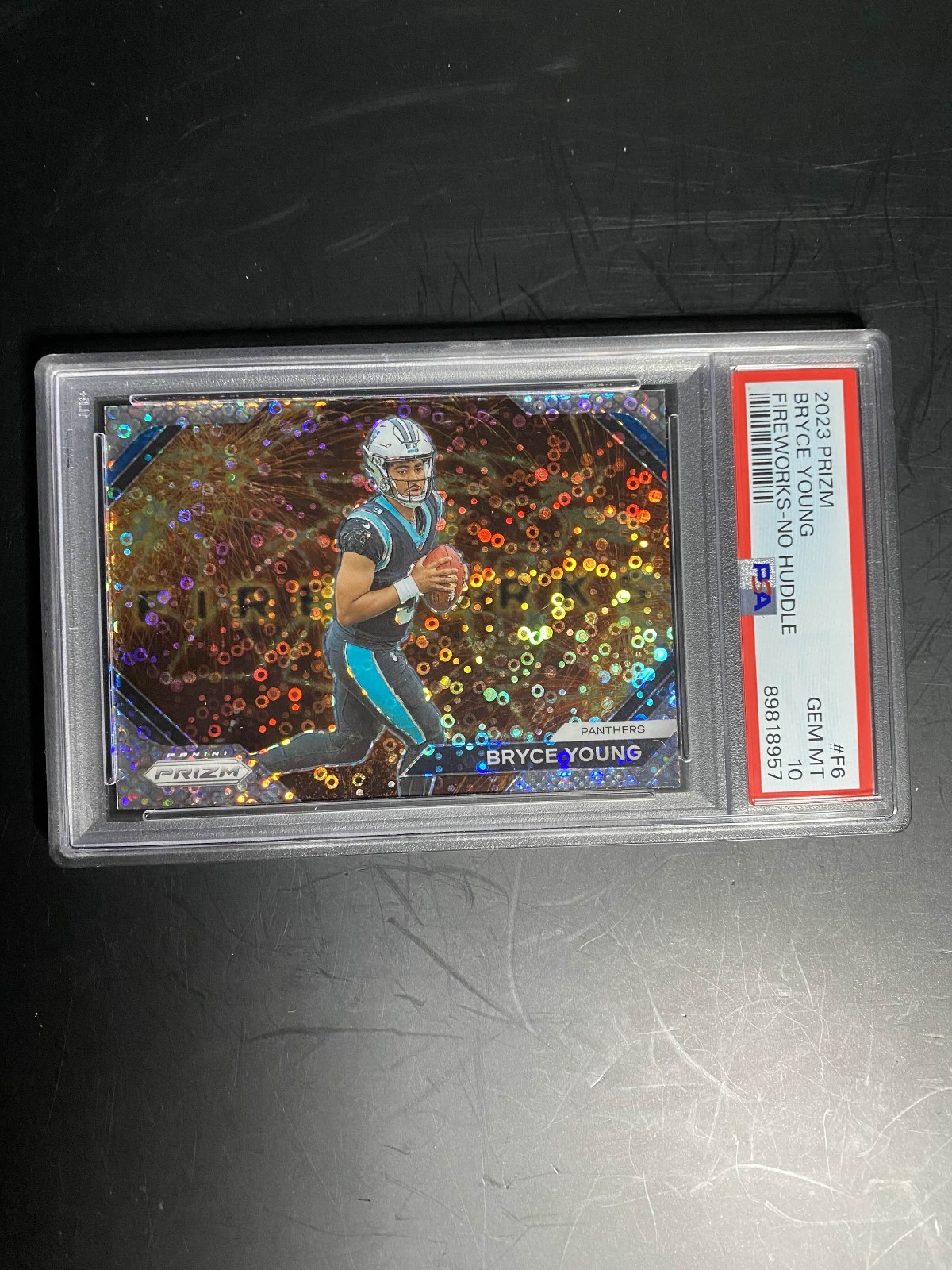 2023 Panini Prizm Bryce Young Rookie Fireworks No Huddle PSA 10 - Panthers QB1