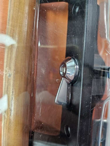 Patio Door Handle Replacement Oak Grain 1" Door 3.5" Hole Spacing Prime Line New - Picture 4 of 9