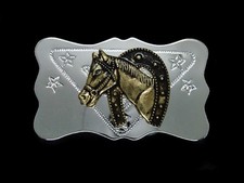 UD07104 VINTAGE 1970s HORSE HORSESHOE WESTERN COWBOY BELT BUCKLE