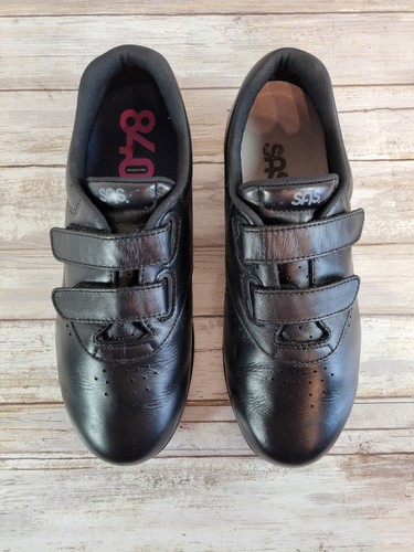 SAS Me Too EZ Strap Womens Comfort Walking Shoe Black Leather 8WW Made in USA - Picture 2 of 16