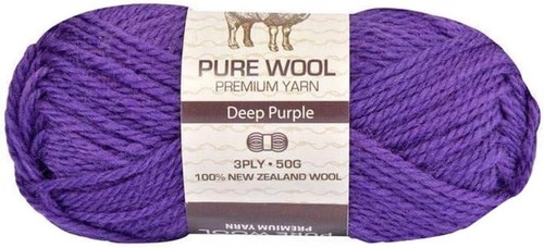 3-Ply Pure Wool 50 g, Deep Purple