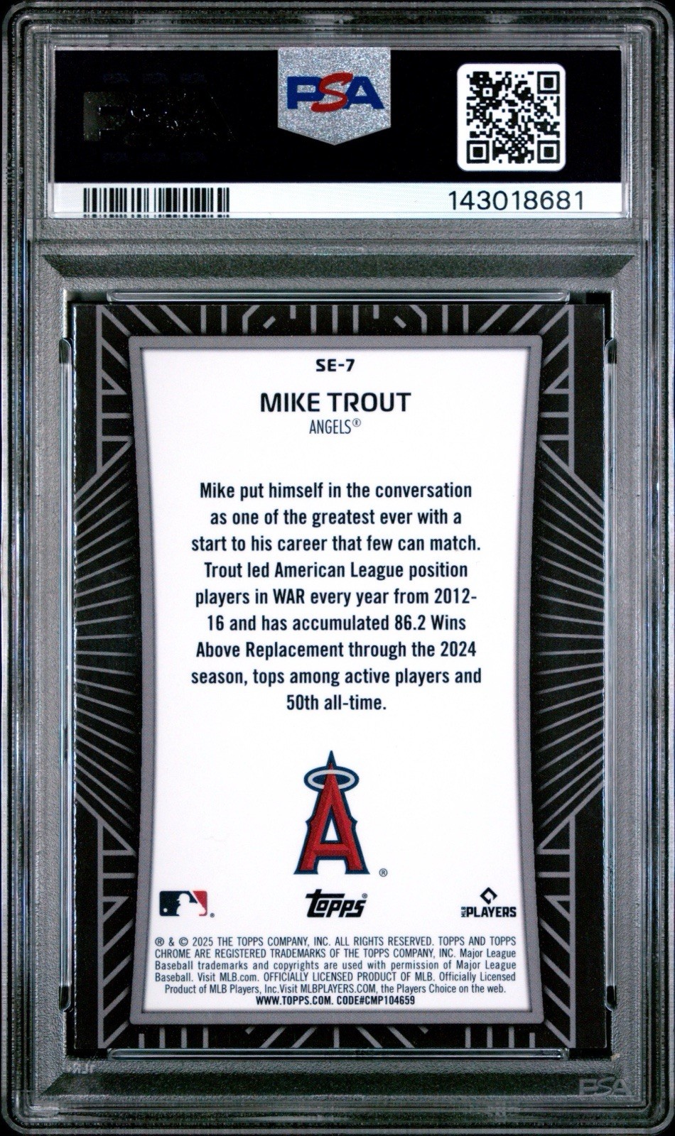 2025 Topps Chrome - Shadow Etch Mike Trout #SE-7 PSA 9 view 2