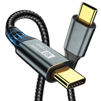 AKWOR USB C to USB C 8K 60Hz 100W 20Gbps Cable Black 3.3FT
