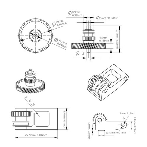 Extruder-Getriebeteile 3D-Drucker Robust mit Aluminiumgriff für x1C - Afbeelding 6 van 6