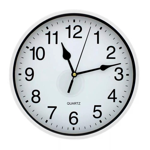 Demo - 9" Round Clock White Wall Mounted Quartz Analogue Home Office Hanging - Picture 4 of 10